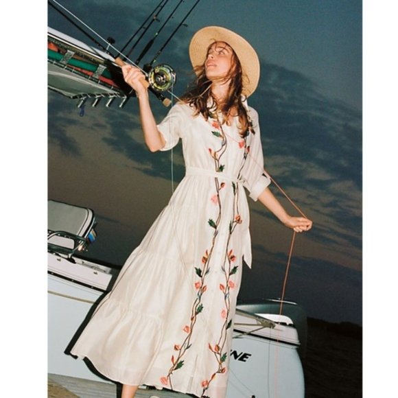 Anthropologie Dresses & Skirts - ANTHROPOLOGIE Embroidered Tiered Shirtdress